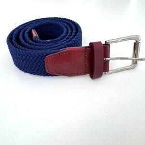 Florsheim Mens Genuine Leather Braided Belt Classic Casual Brown Blue